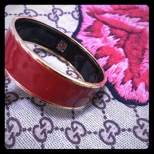 Carolina Herrera red enamel gold tone bangle